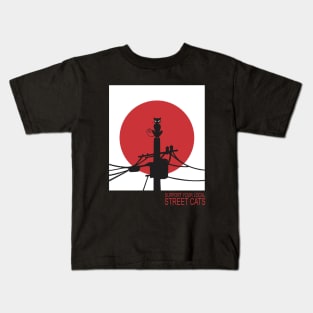 Black cat in red moon Kids T-Shirt